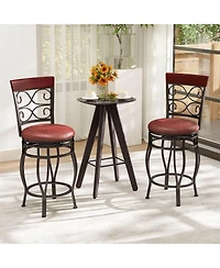 Costway 26" Swivel Bar Stools Set of 2 with Upholstered Seat Scroll Backrest Footrest