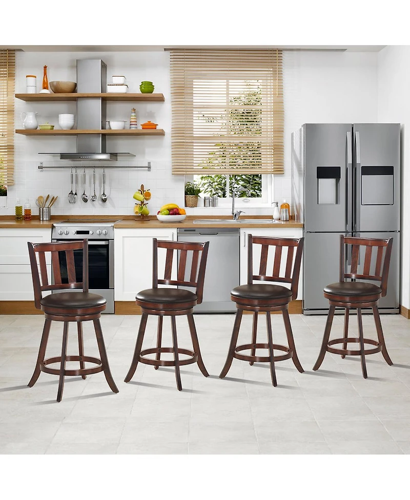 Costway 25'' Swivel Bar stool Leather Padded Dining Kitchen Pub Bistro Chair