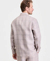 Club Room Men's Dash Plaid Linen Overshirt, Macy's Exclusive - Yd