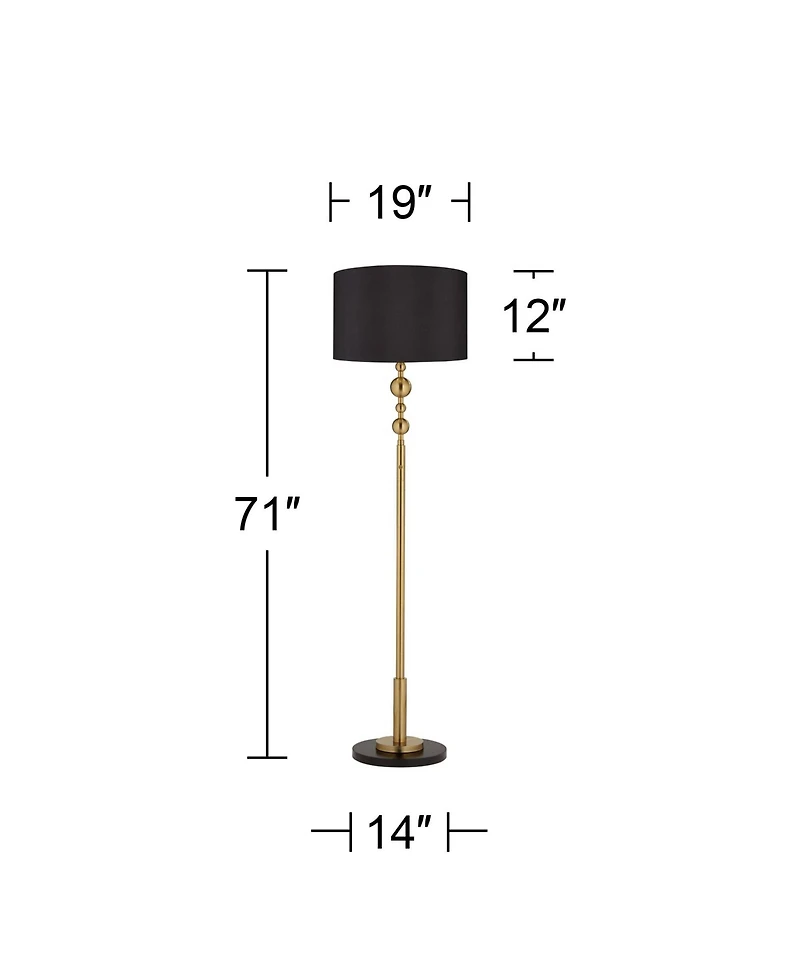 Possini Euro Design Summit Mid Century Modern 71" Tall Floor Lamp Warm Gold Matte Blaster Drum Shade for Living Room Bedroom