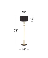 Possini Euro Design Summit Mid Century Modern 71" Tall Floor Lamp Warm Gold Matte Blaster Drum Shade for Living Room Bedroom