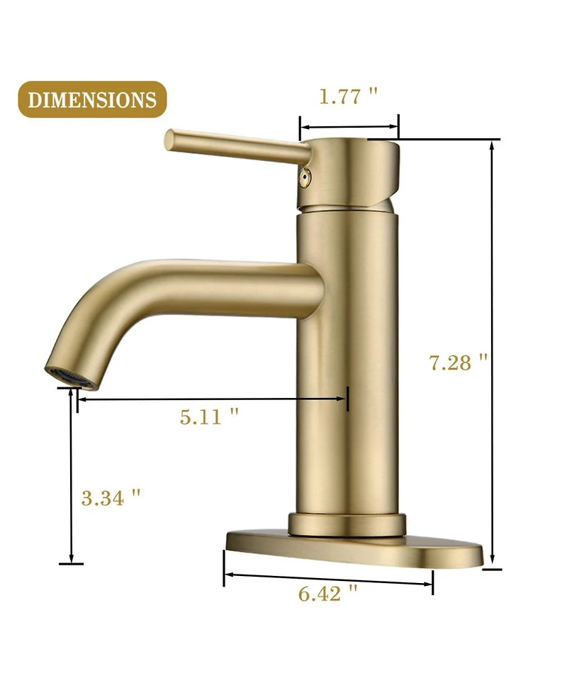 Busdays Brushed Stainless Steel Bathroom Faucet Universal 1 or 3 Hole Ada Compliant 6.57 Inch High Waterfall Spout