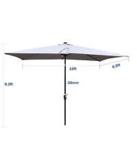Clihome 10 x 6.5t Rectangular Patio Solar Led Lighted Outdoor Umbrellas with Crank and Push Button Tilt