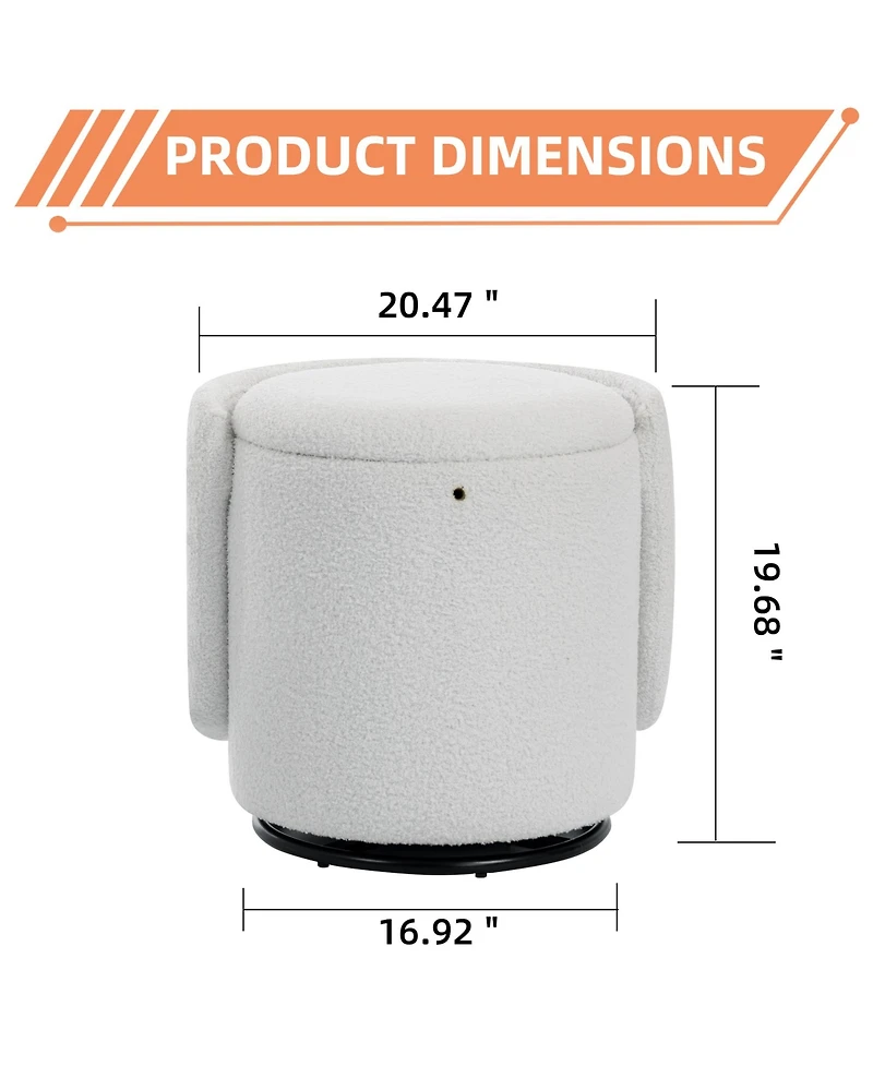 Rainsken 360 Swivel Vanity Chair, Soft Padded Makeup Stool, Multifunctional Dressing Chair with Storage, Free Cat Bed Stool Included