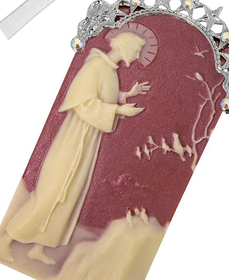 Symbols of Faith Silver-Tone and Crystal St. Francis of Assisi Cameo Ornament