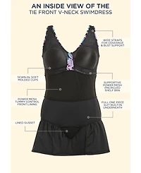 Swimsuits for All Women's Tie Front V-Neck Swimdress