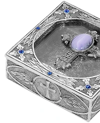 Symbols of Faith Pewter Blue Lace Agate Semi Precious With Sapphire Rosay Box