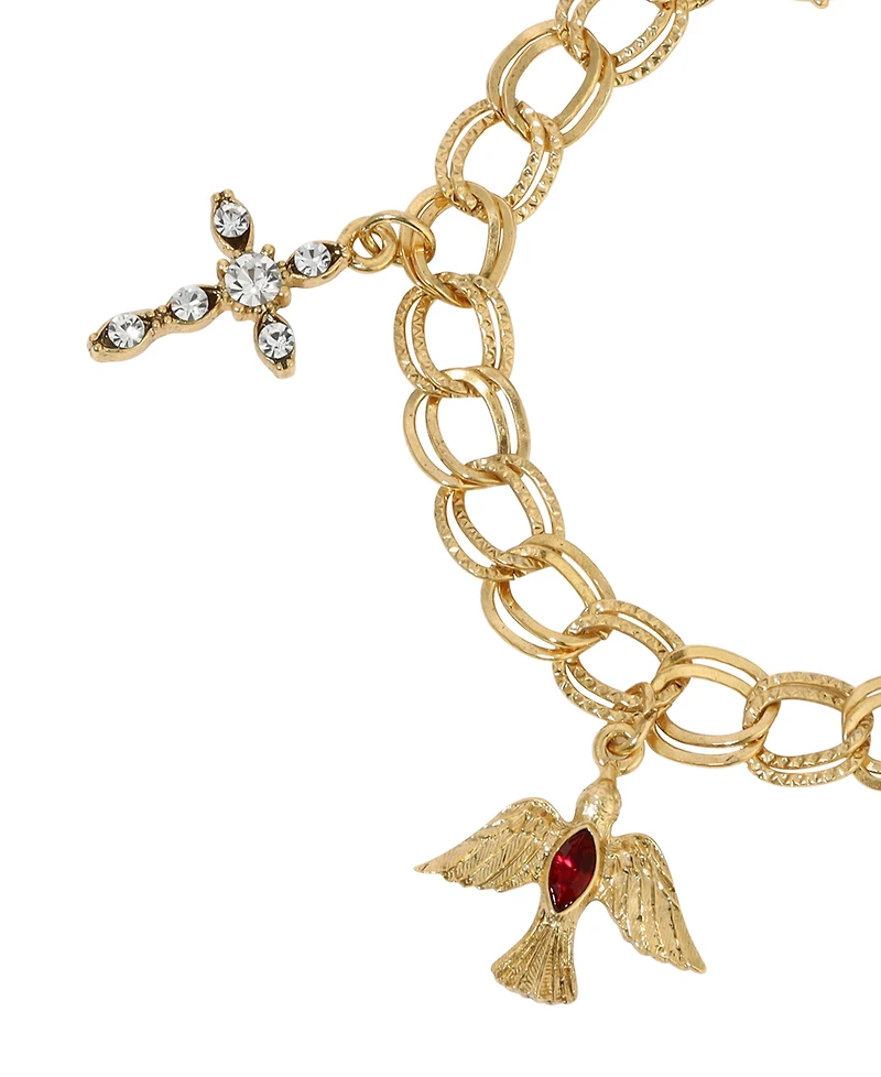 Symbols of Faith Gold Tone Our Lady Of Guadalupe Charm Bracelet