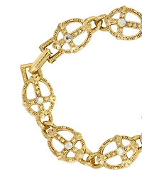 Symbols of Faith Gold Tone Cross with Crystals Bracelet