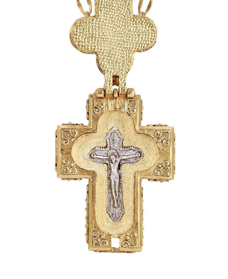 Symbols of Faith Gold Tone Opal 32" Cross Long Necklace