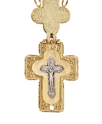 Symbols of Faith Gold Tone Opal 32" Cross Long Necklace