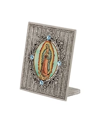 Symbols of Faith Pewter Enamel Our Lady Of Guadalupe Sapphire Cystal Plaque