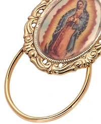 Symbols of Faith Gold Tone Oval Our Lady Of Guadalupe Decal Badge Holder