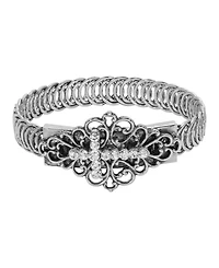 Symbols of Faith Silver Tone Clear Stone Cross Bracelet