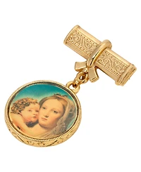 Symbols of Faith Gold Tone Round Mary Child Decal Pin