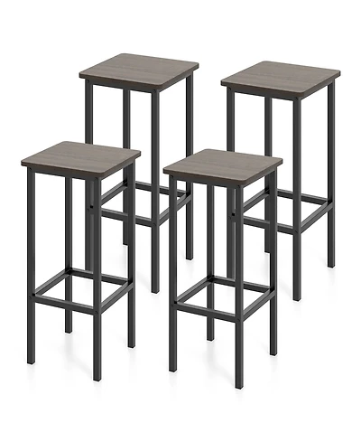 Gymax 4Pieces 26'' Bar Stool Set With Metal Frame Footrest Backless Counter Height Stool