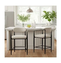 Maison Boucle 25.5" Chenille Upholstered Counter Height Stools with Arms Set of 2