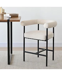 Maison Boucle 24" Boucle Counter Height Bar Stools with Arms, Metal Frame, Set of 2