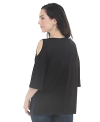 White Mark Women's Casual Cold Shoulder Pullover Top