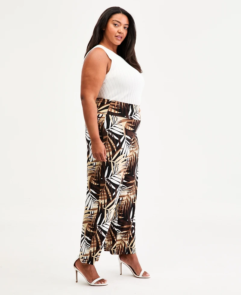 Anne Klein Plus High-Rise Pull-On Wide-Leg Pants