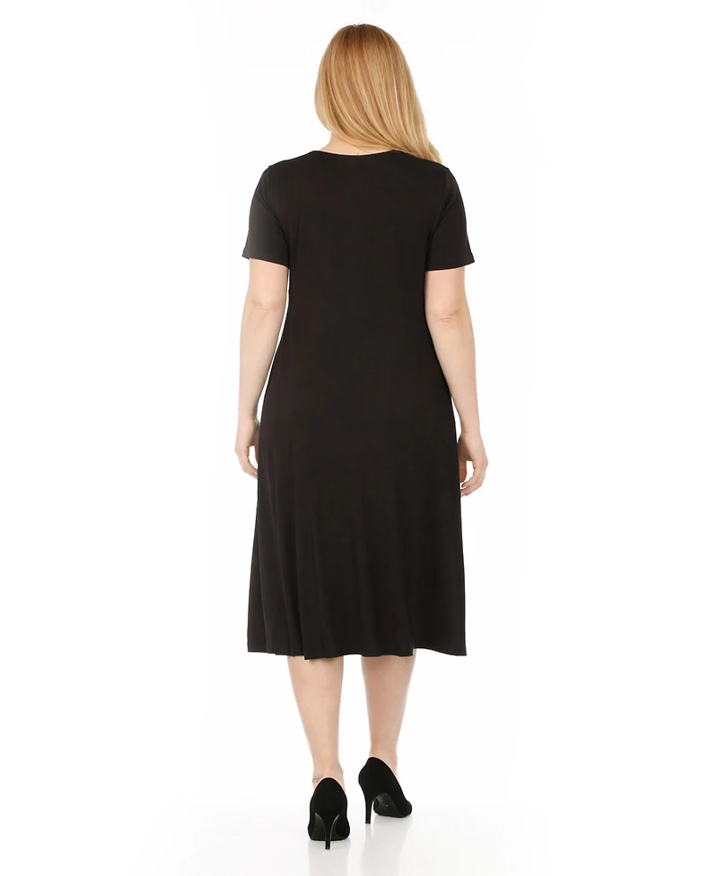 White Mark Women's Tee Swing Midi Dress