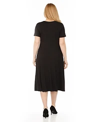 White Mark Women's Tee Swing Midi Dress