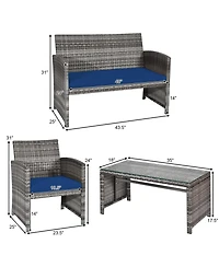 Gymax 8PCS Patio Outdoor Rattan Conversation Furniture Set