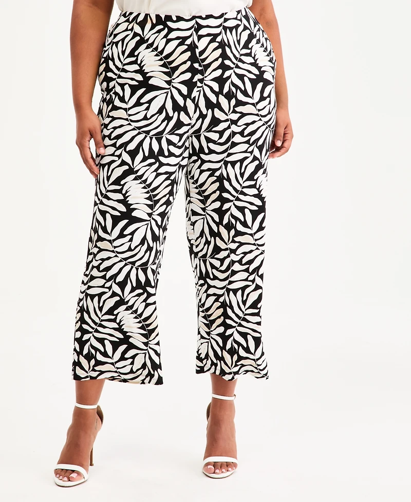 Anne Klein Essentials Plus Pull-On Knit Wide-Leg Pants