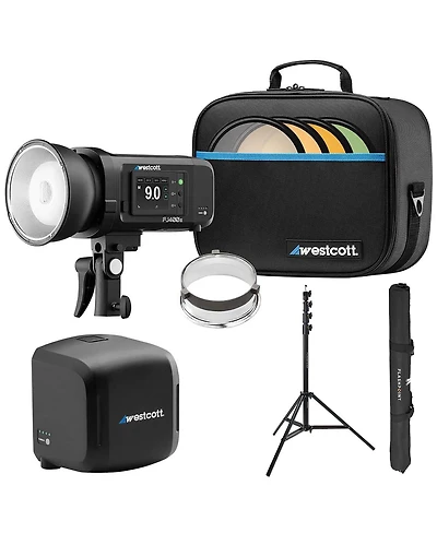 Westcott Fj400 Ii 400W Bi-Color Strobe, Bundle with FJ ProMax Extra Battery and 9.5' Light Stand