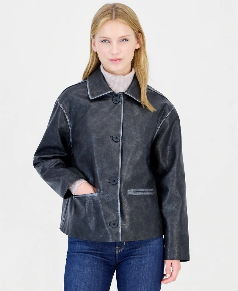 CoffeeShop Women's Oversized Faux Leather Coat