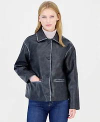 CoffeeShop Women's Oversized Faux Leather Coat