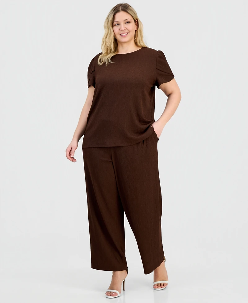Anne Klein Essentials Plus Crinkle-Textured Top