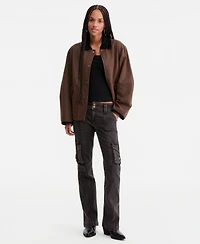 CoffeeShop Women's Corduroy-Collar Short Wax Barn Jacket