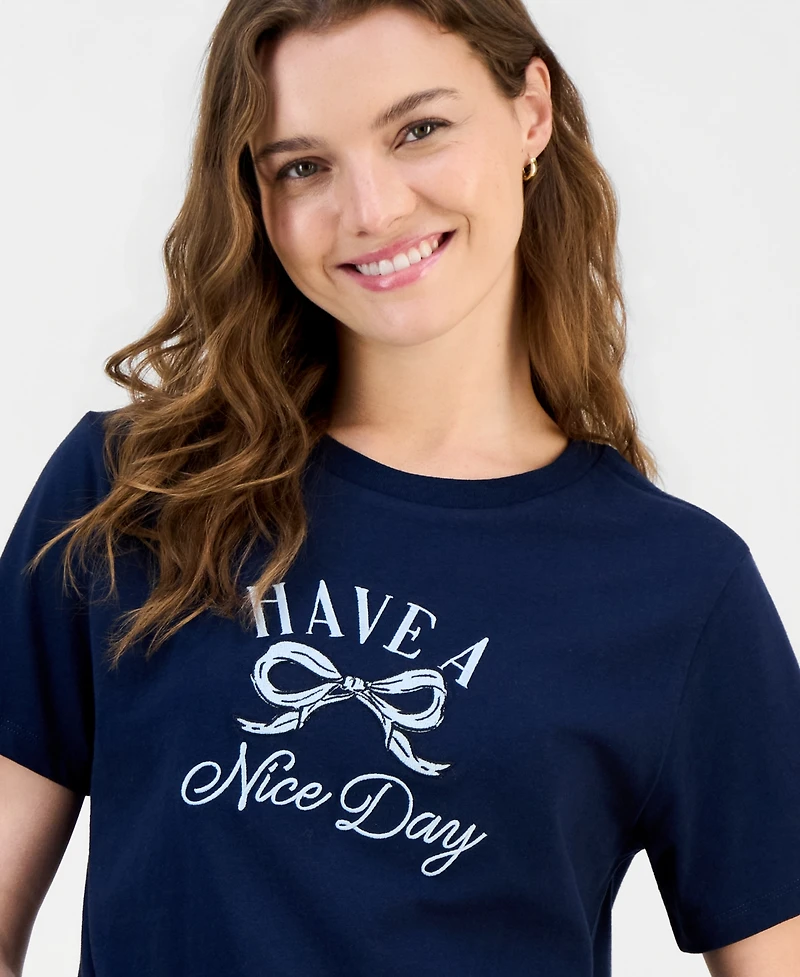 Grayson Threads, The Label Juniors' Bow Graphic-Print Tee