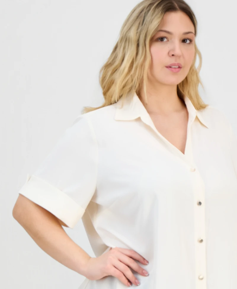 Anne Klein Essentials Plus Half-Sleeve Blouse