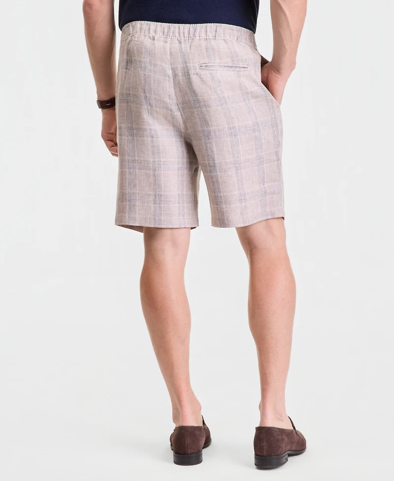 Club Room Men's Dash Plaid Linen Shorts, Macy's Exclusive - Yd