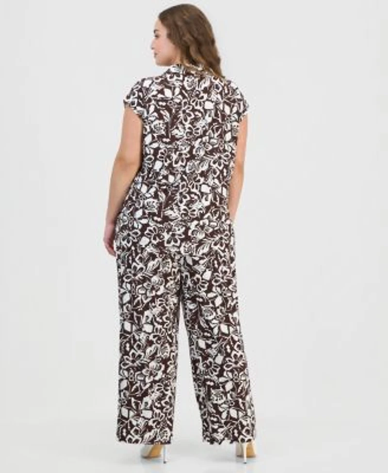 Anne Klein Essentials Cap Sleeve Blouse Wide Leg Pants