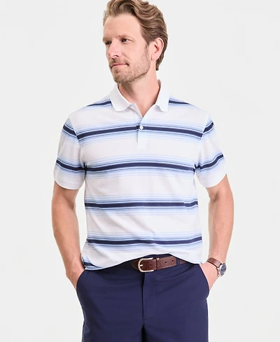 Club Room Men's Team Stripe Pique Polo Shirt, Exclusively at Macy's