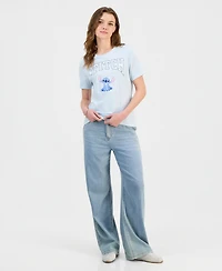 Disney Juniors' Stitch Graphic-Print Crewneck Varsity Tee