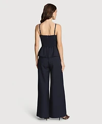 Avec Les Filles Women's Bow Vest Twofer Square Neck Jumpsuit