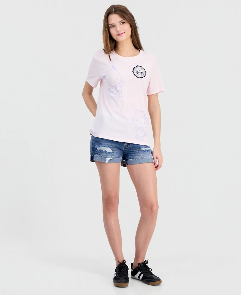 Love Tribe Juniors' Hello Kitty Pochacco Crewneck Tee