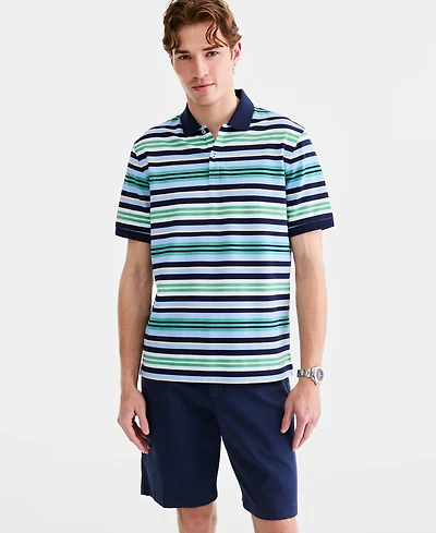 Club Room Men's Tonical Stripe Pique-Knit Polo Shirt, Macy's Exclusive - Knit