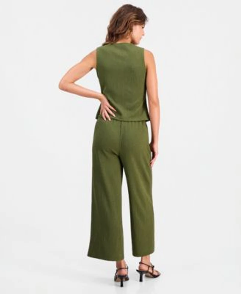 Bar Iii Womens Textured Knit Vest Textured Knit Pull On Pants Macys Exclusive
