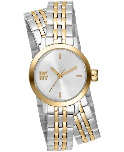 Dkny Women's Mini Quartz Two-Tone Stainless Steel Double Bracelet Watch 23mm