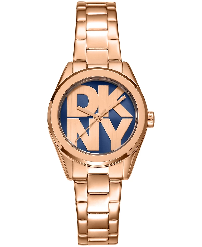 Dkny Women's Logo Quartz Rose Gold-Tone Stainless Steel Bracelet Watch 28mm Gift Set