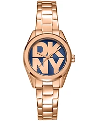 Dkny Women's Logo Quartz Rose Gold-Tone Stainless Steel Bracelet Watch 28mm Gift Set