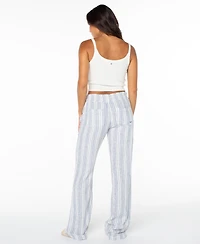Roxy Juniors' Oceanside Striped Wide-Leg Beach Pants