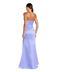 Mac Duggal Women's Strapless Gathered High Slit Gown