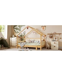 Streamdale Furniture Streamdale Twin Size Wood Treehouse Bed with Soft Cushion Rails