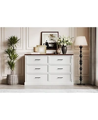 gaomon 6 Drawer Dresser for Bedroom, Farmhouse Large Chest of Drawers with Metal Handles